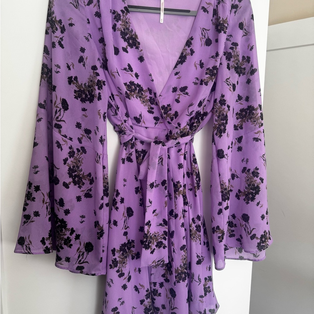 Free People Floral Purple Wrap Dress